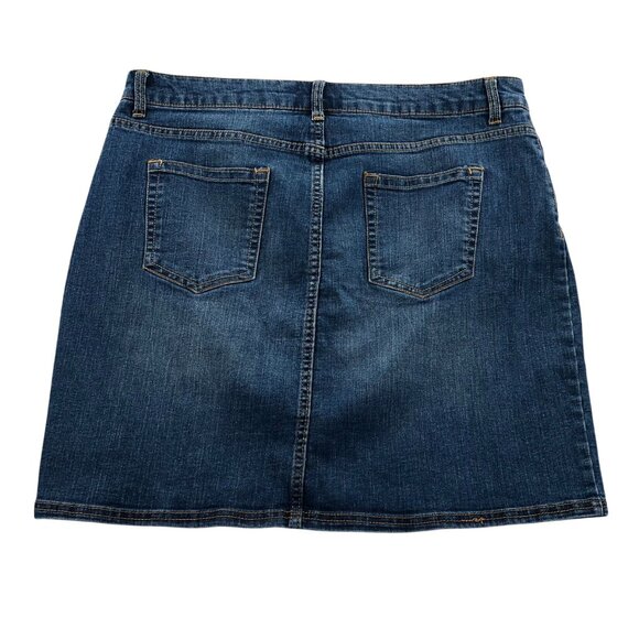 Bit & Bridle Womens Mini Skirt Size 14 Above The Knee Blue Denim Casual Chic - Picture 2 of 9